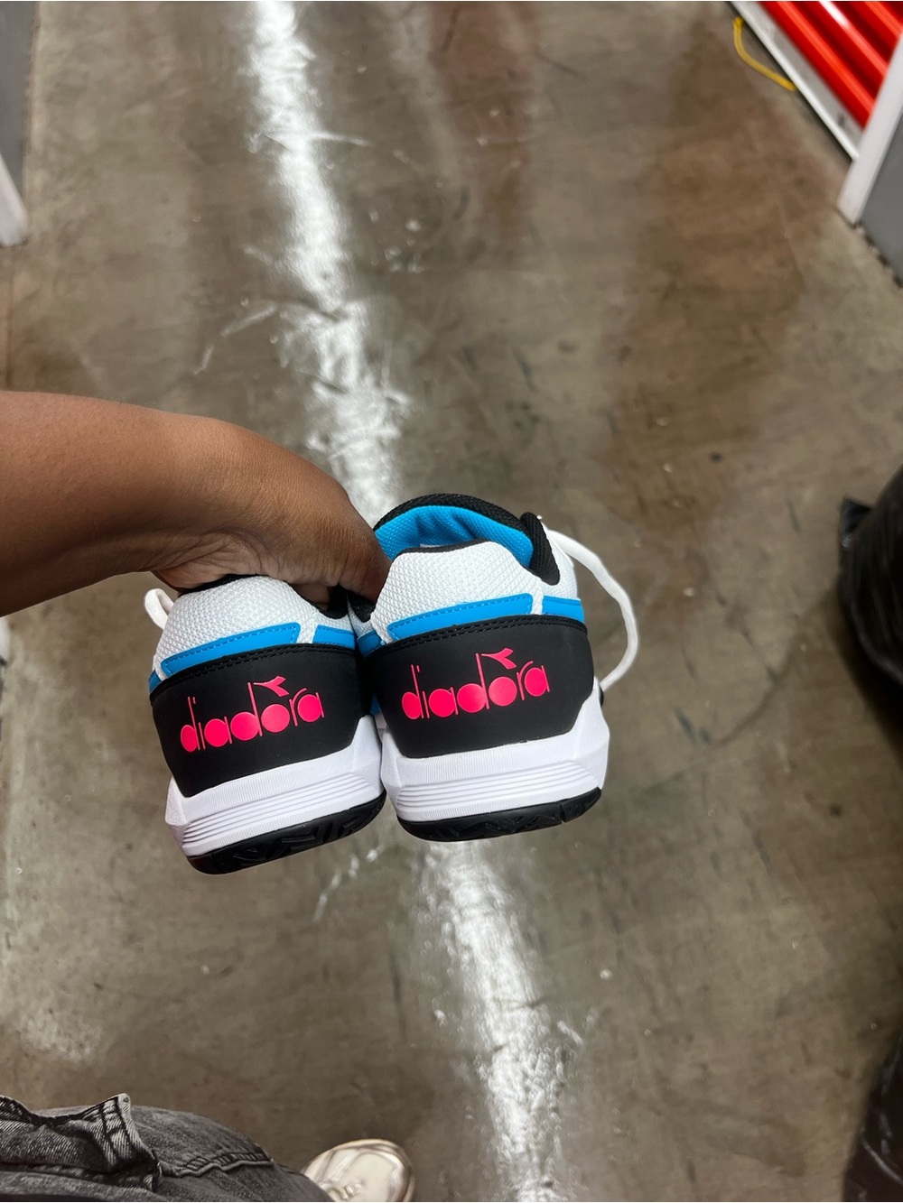 Diadora Kids White, Blue & Pink Logo Sneakers